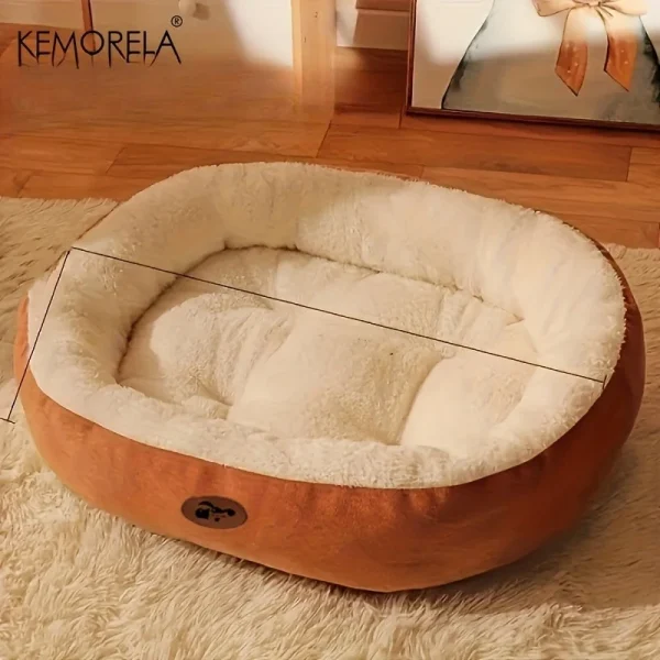 Cama oval aconchegante para gatos e cães pequenos